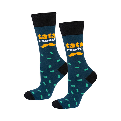 Men's socks colorful SOXO with the inscription "Tata Rządzi" | Father's Day gift 