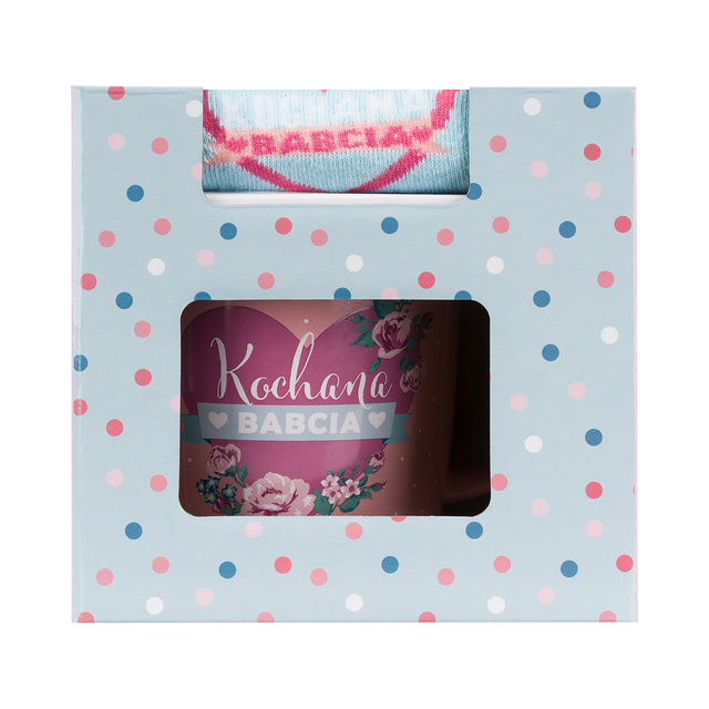 Colorful SOXO GOOD STUFF socks cotton, Grandma, perfect for a gift with Polish inscriptions
