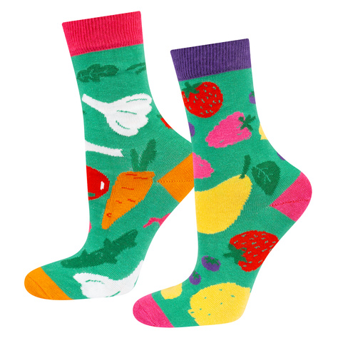 Set in a box 6x Colorful SOXO women's socks pizza