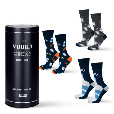 Set of 3x Colorful men's socks SOXO GOOD STUFF Vodka for a gift