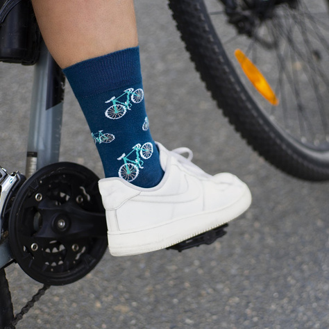 Colorful men's SOXO GOOD STUFF socks funny bicycle