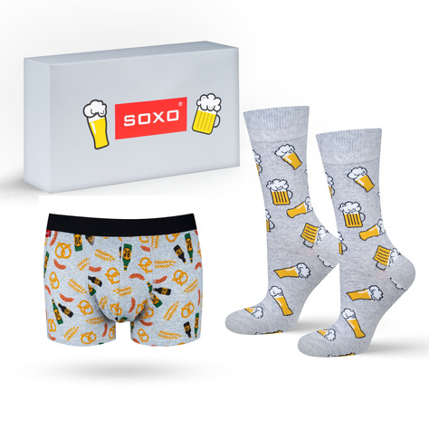 Set of men's colorful SOXO socks and men's boxer shorts