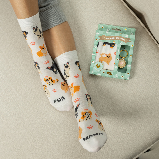 Zestaw Skarpetki + Brelok Psia Mama