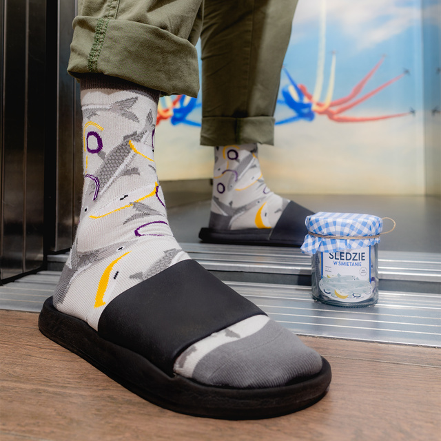 Men's colorful SOXO GOOD STUFF socks, Herring in a jar