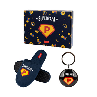 Set Super Dad Men's Slippers + Keyring
