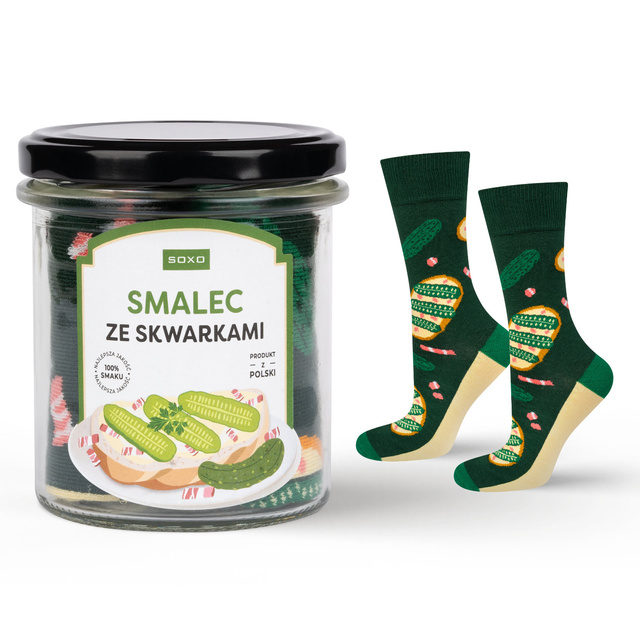 Men's colorful socks SOXO lard with greaves in a jar