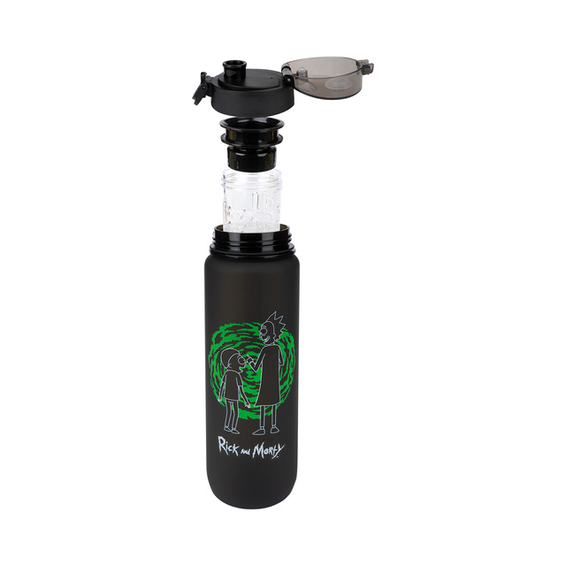 Water bottle 1L black | durable and practical | Rick and Morty