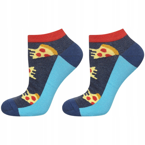 Set of 2x Colorful SOXO GOOD STUFF men's socks funny pizza