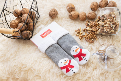 Gray baby SOXO socks snowman Christmas Christmas gift