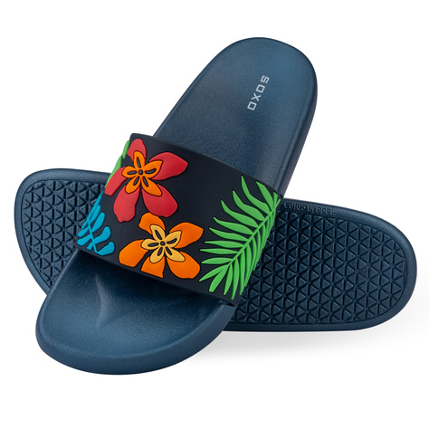 Comfort Women's and Men's Beach Flip-flops SOXO leaves | Perfect for Beach Holidays and Swimming Pool | Rubber