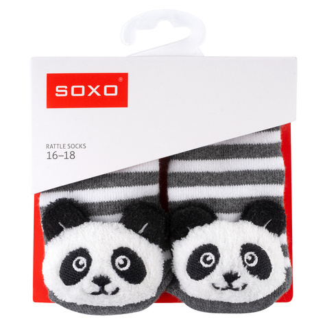 Set 3x Colorful SOXO baby socks with a rattle and ABS