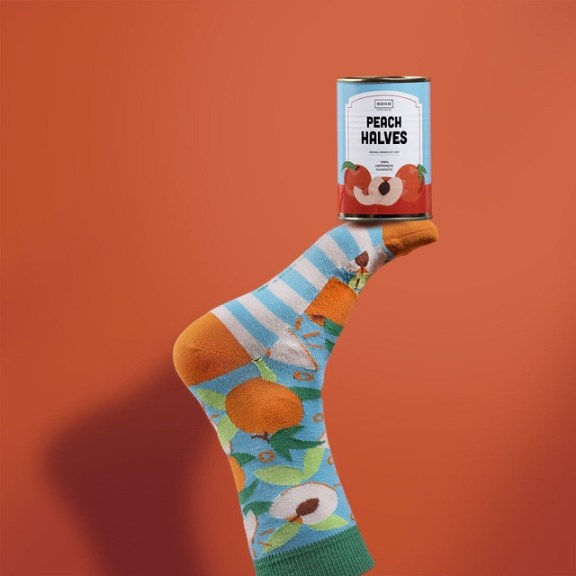 Peach Halves Socks in a Can