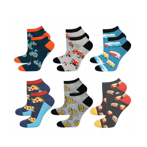 Set of 6x Colorful men's socks SOXO GOOD STUFF pizza