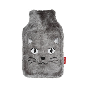 Hot water bottle 1.8L grey SOXO warmer in furry plush cover PRESENT