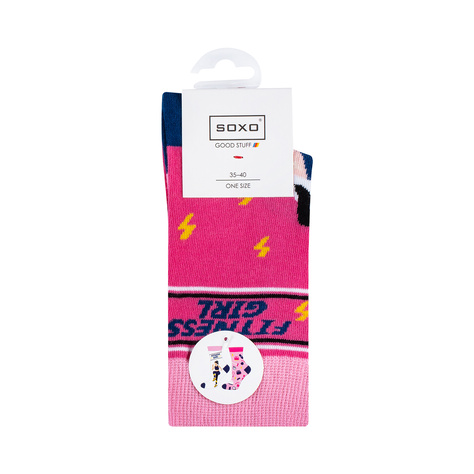 Women's colorful SOXO socks funny fitness girl