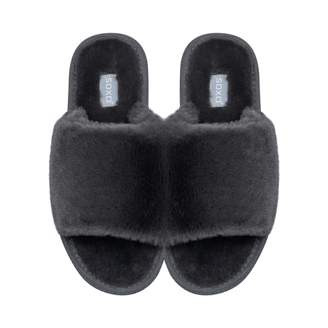 Women's slippers SOXO fur with a hard TPR sole