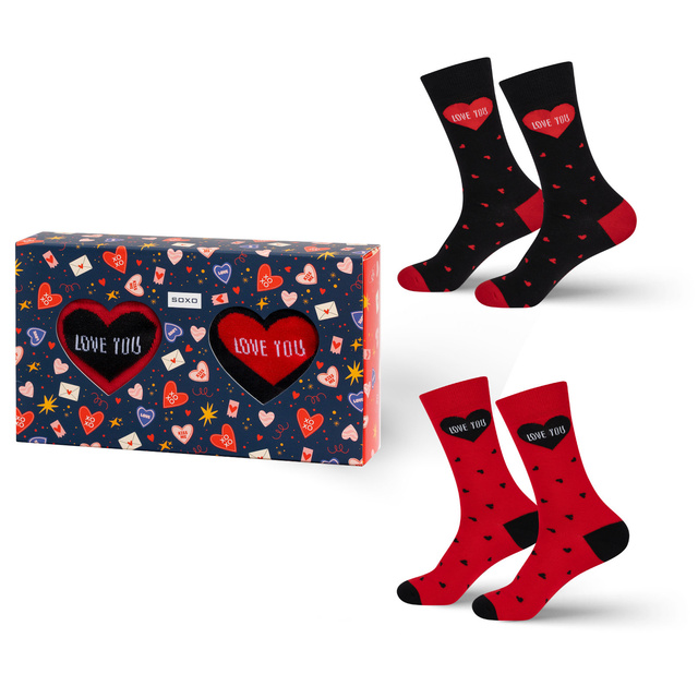 Men's Colorful Socks SOXO Hearts - 2 pairs