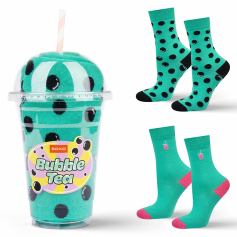 Soxo men's turquoise women's socks Bubble Tea - 2 Pairs