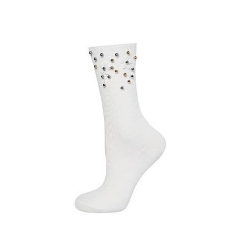 Classic women's socks SOXO with pearls elegant cotton