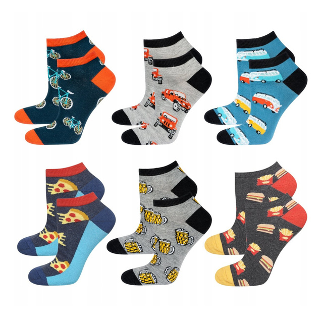 Set of 6x Colorful men's socks SOXO GOOD STUFF pizza