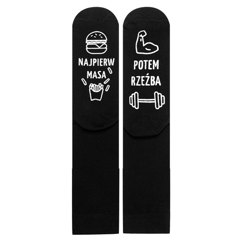 SOXO Men's socks with text  "mężczyzna walczy o życie"