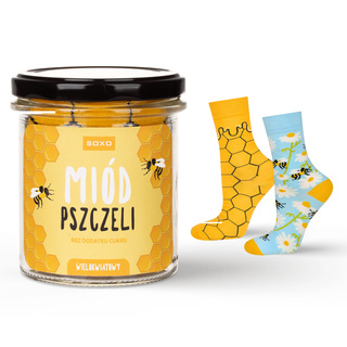 Women's SOXO GOOD STUFF socks with honey in a jar