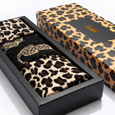 SOXO Women's Leopard Classic Socks in Packaging - 3 Pairs