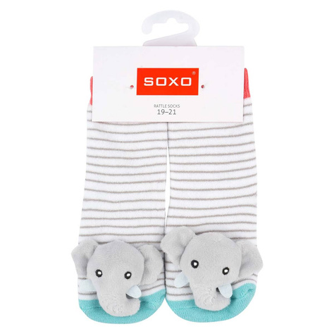 Colorful SOXO baby socks with a rattle and ABS