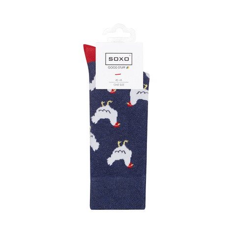 Men's colorful SOXO GOOD STUFF socks funny chickens