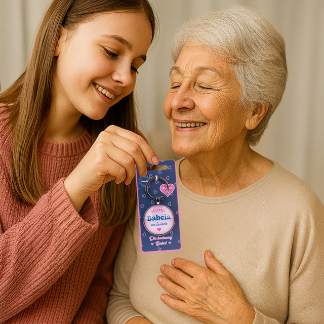 Grandma Rules Slippers + Keychain Gift Set