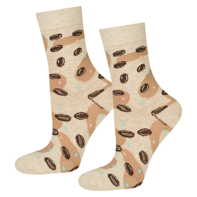 Women's socks SOXO | Coffee in caffe latte | perfect gift idea | Mikołajki | for her