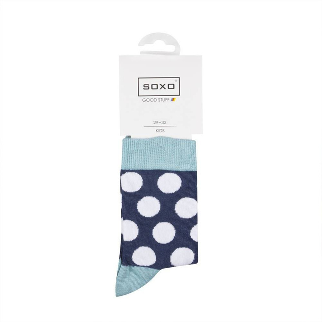 Children's navy blue SOXO GOOD STUFF socks with dots
