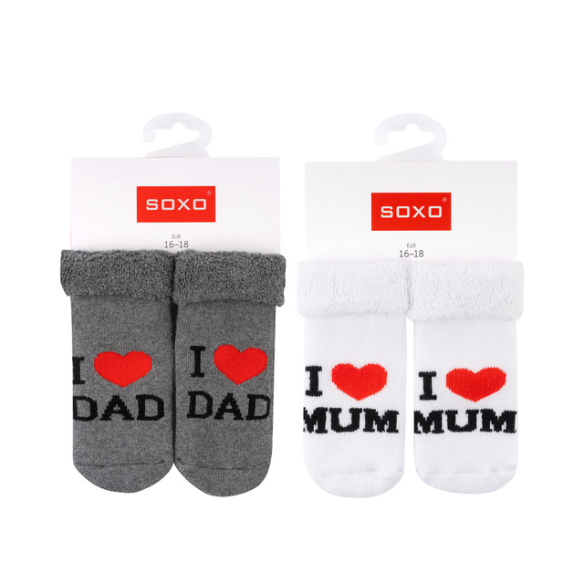 Set of 2x SOXO baby socks navy blue with inscriptions
