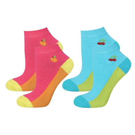 Set of 2x women's colorful SOXO ankle socks fruit