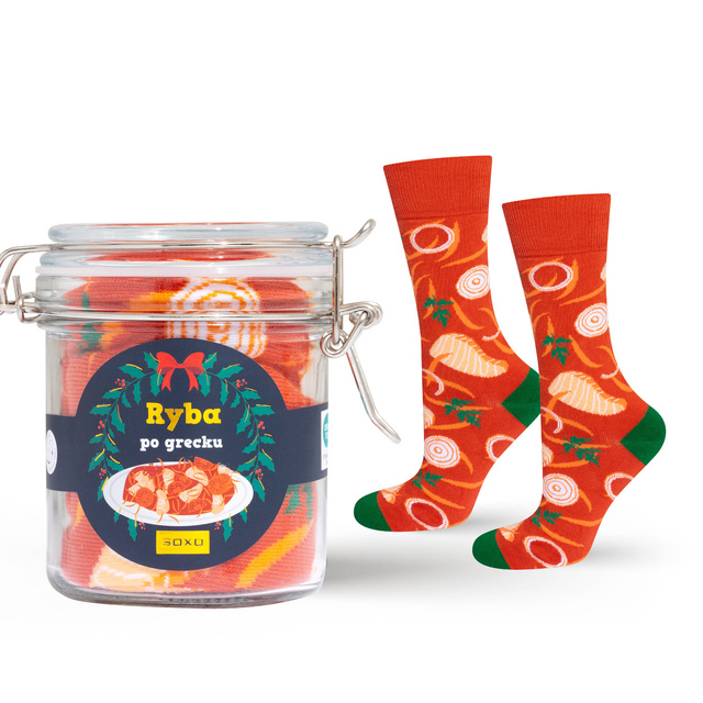Greek Fish Socks in a Jar