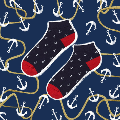 Colorful men's socks SOXO GOOD STUFF funny anchors