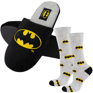 Set of 1x SOXO Batman men's colorful socks and 1x Batman men's slippers