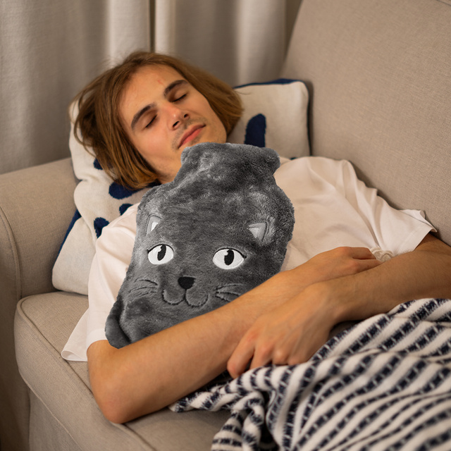 Hot Water Bottle with Cat Cover 3.5 L