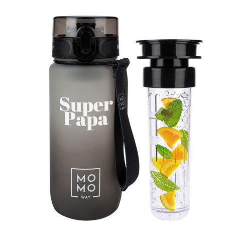 Butelka na wodę Super Papa 600 ml czarna | BPA free | Tritan 