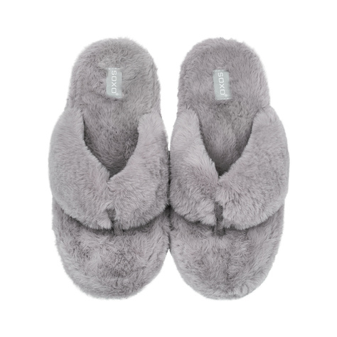 Women's slippers SOXO fur with a hard TPR sole