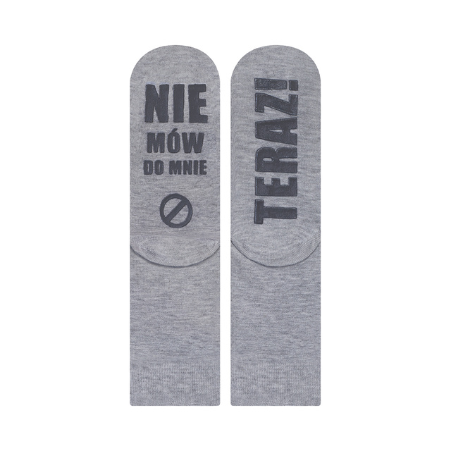 Gray long women's SOXO socks with funny Polish inscriptions gift