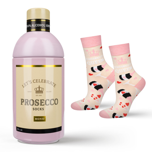Women's SOXO GOOD STUFF socks with Prosecco  in a bottle