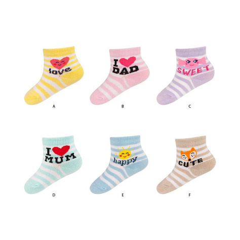 Set of 6x SOXO white baby socks with ABS inscriptions