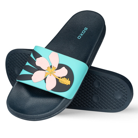 Comfort Women's and Men's Beach Flip-flops SOXO in flowers | Perfect for Beach Holidays and Swimming Pool | Rubber