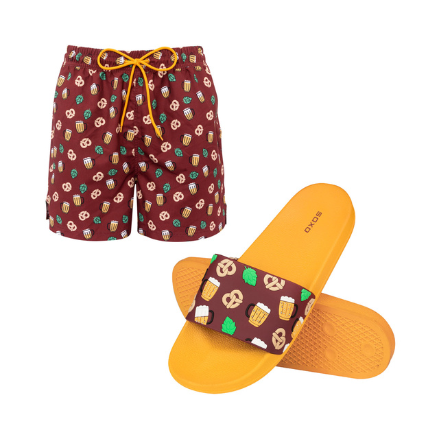 Swim trunks + flip-flops beer pattern