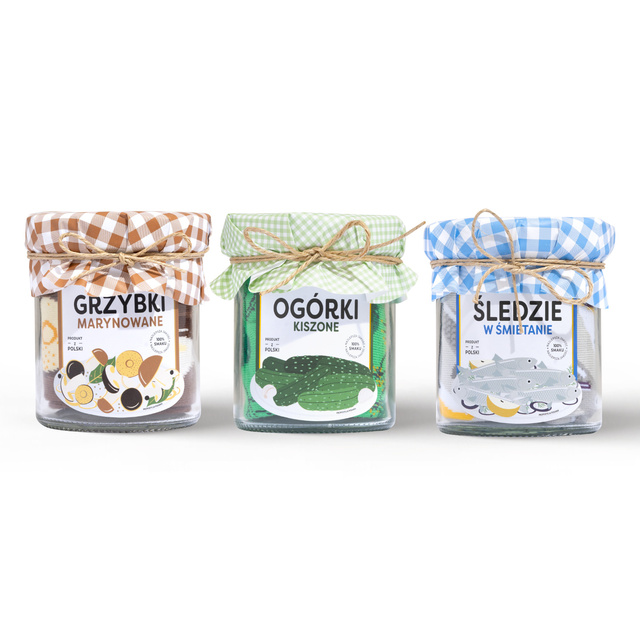 Skarpetki w Słoiku Grzybki + Ogórki + Śledzie 3-pak