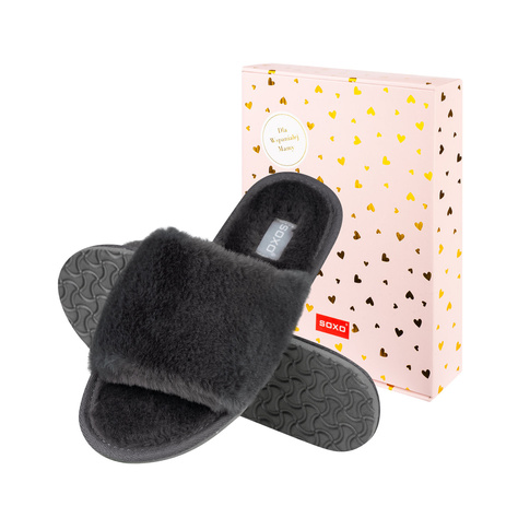 SOXO women's soft graphite slippers in gift box with stickers