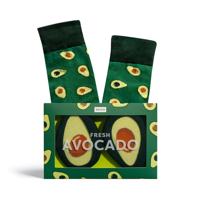 Women's Socks | Men's SOXO | Avocado in a Box | fun gift idea | fun socks for Her | for Him Unisex