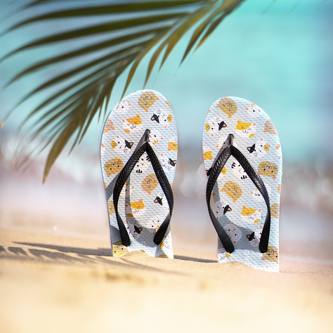 Comfort Women's and Men's Beach Flip-flops SOXO | Happy and Colorful in CATS  | Perfect for Beach Holidays and Swimming Pool