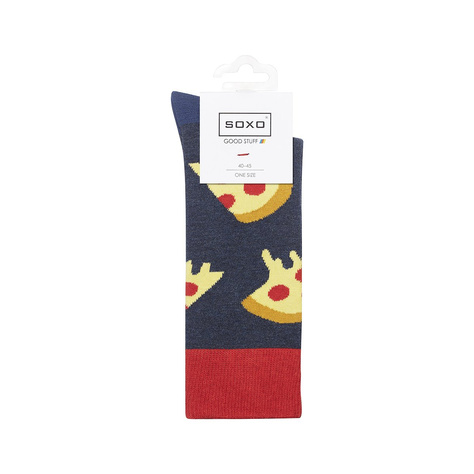 Set of 4x SOXO GOOD STUFF men's socks in a pizza box